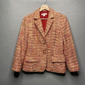 Coldwater Creek Womens Tweed Blazer Size 4/6 Red/Orange